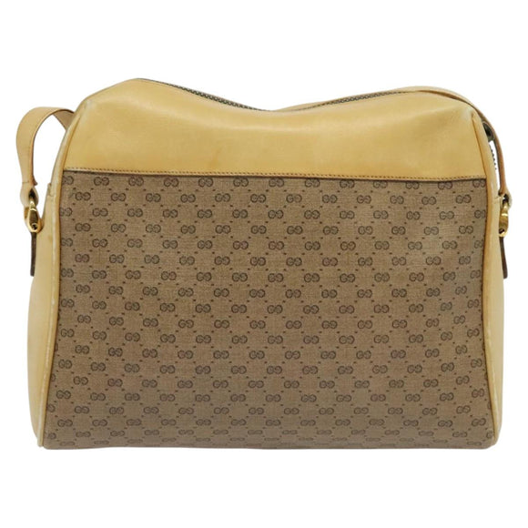 GUCCI Micro GG Supreme Shoulder Bag PVC Beige Gold Auth sw596