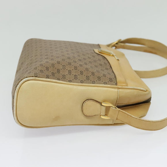 GUCCI Micro GG Supreme Shoulder Bag PVC Beige Gold Auth sw596
