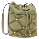 Salvatore Ferragamo Shoulder Bag Leather Green Gold Auth sw600-1