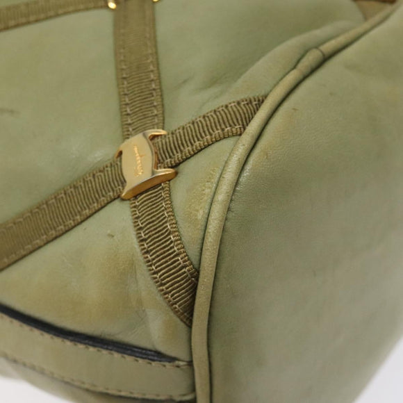 Salvatore Ferragamo Shoulder Bag Leather Green Gold Auth sw600