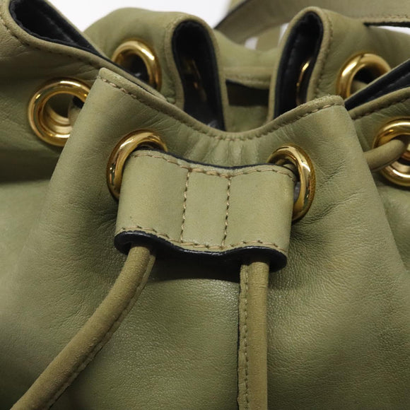 Salvatore Ferragamo Shoulder Bag Leather Green Gold Auth sw600