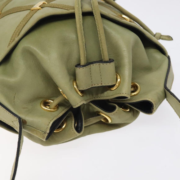 Salvatore Ferragamo Shoulder Bag Leather Green Gold Auth sw600