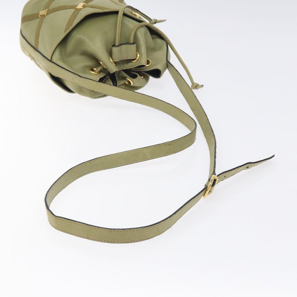 Salvatore Ferragamo Shoulder Bag Leather Green Gold Auth sw600