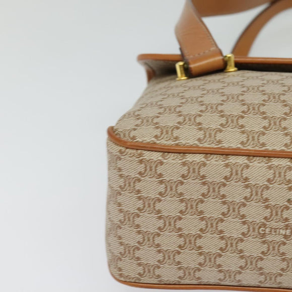 CELINE Macadam Canvas Hand Bag PVC Beige Gold Auth sw601