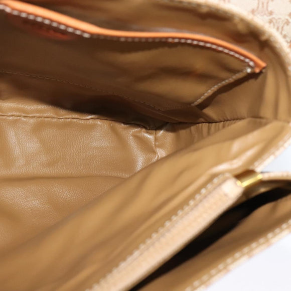 CELINE Macadam Canvas Hand Bag PVC Beige Gold Auth sw601