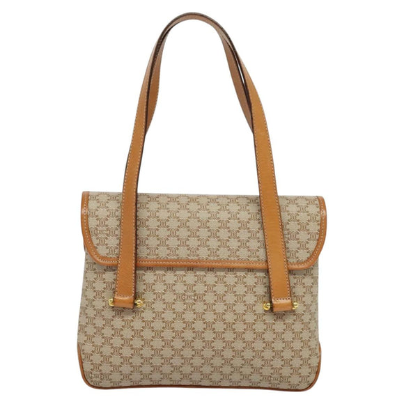 CELINE Macadam Canvas Hand Bag PVC Beige Gold Auth sw601