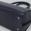 CELINE Hand Bag Leather Blue Gold Auth sw602-14