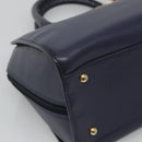 CELINE Hand Bag Leather Blue Gold Auth sw602-15
