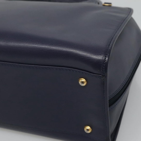 CELINE Hand Bag Leather Blue Gold Auth sw602