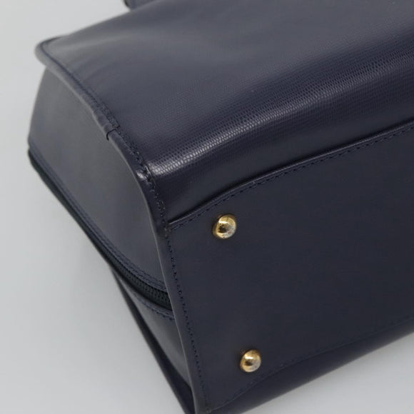 CELINE Hand Bag Leather Blue Gold Auth sw602