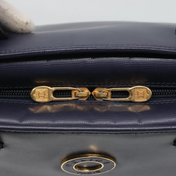 CELINE Hand Bag Leather Blue Gold Auth sw602