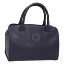 CELINE Hand Bag Leather Blue Gold Auth sw602-1