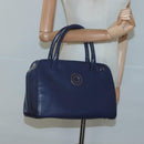 CELINE Hand Bag Leather Blue Gold Auth sw602-21
