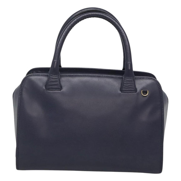 CELINE Hand Bag Leather Blue Gold Auth sw602
