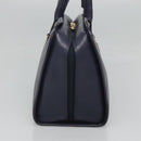 CELINE Hand Bag Leather Blue Gold Auth sw602-3