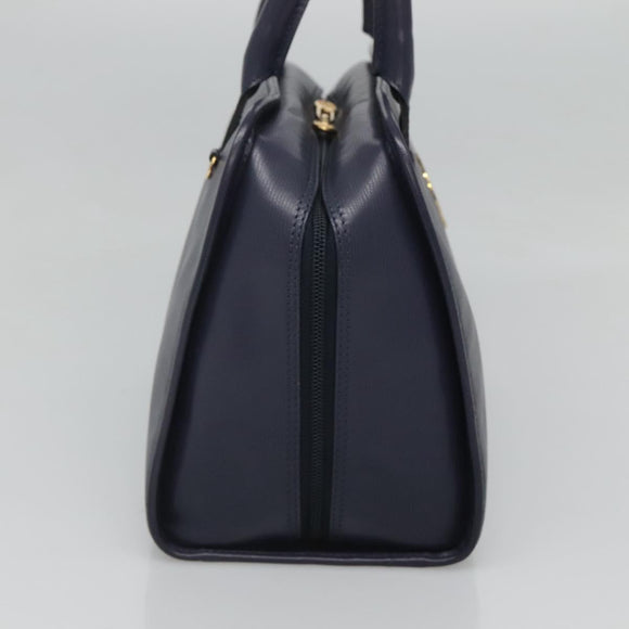 CELINE Hand Bag Leather Blue Gold Auth sw602