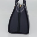 CELINE Hand Bag Leather Blue Gold Auth sw602-4
