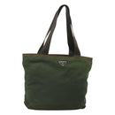 PRADA Shoulder Bag Nylon Khaki Silver Auth sw603-1