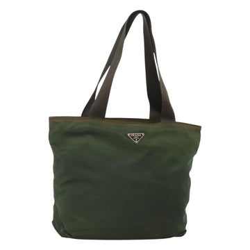 PRADA Shoulder Bag Nylon Khaki Silver Auth sw603