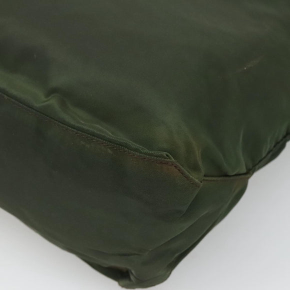 PRADA Shoulder Bag Nylon Khaki Silver Auth sw603