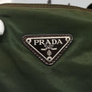 PRADA Shoulder Bag Nylon Khaki Silver Auth sw603-18