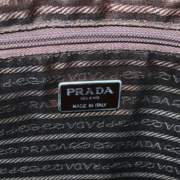 PRADA Shoulder Bag Nylon Khaki Silver Auth sw603