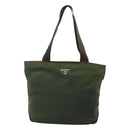 PRADA Shoulder Bag Nylon Khaki Silver Auth sw603-13
