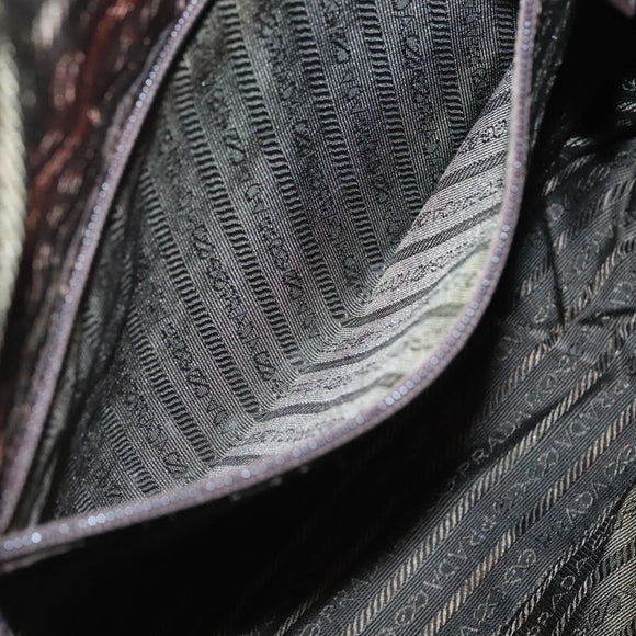 PRADA Shoulder Bag Nylon Khaki Silver Auth sw603