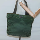 PRADA Shoulder Bag Nylon Khaki Silver Auth sw603-23