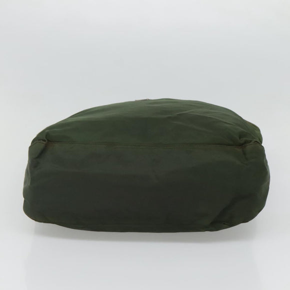 PRADA Shoulder Bag Nylon Khaki Silver Auth sw603