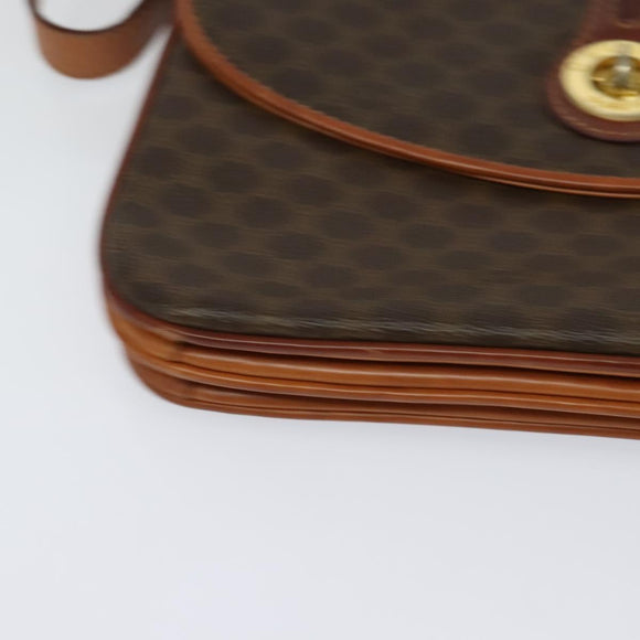 CELINE Macadam Canvas Shoulder Bag PVC Leather Brown Gold Auth sw616