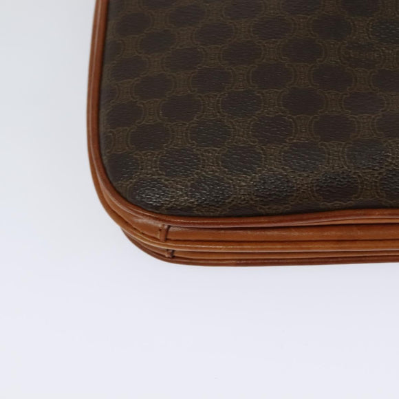 CELINE Macadam Canvas Shoulder Bag PVC Leather Brown Gold Auth sw616