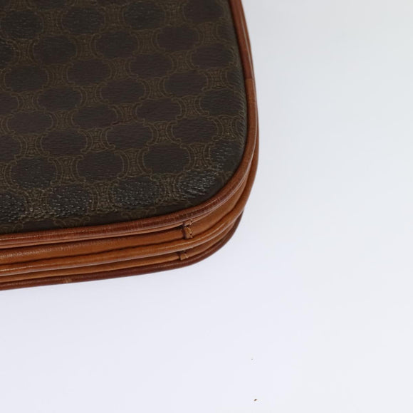 CELINE Macadam Canvas Shoulder Bag PVC Leather Brown Gold Auth sw616