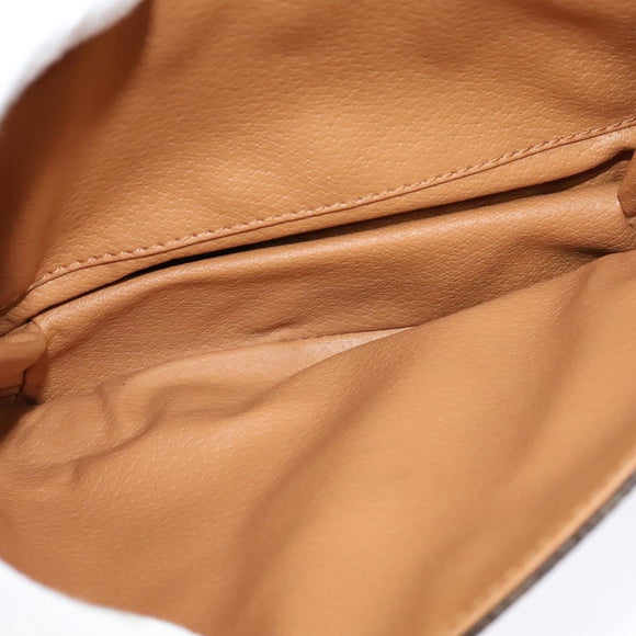 CELINE Macadam Canvas Shoulder Bag PVC Leather Brown Gold Auth sw616