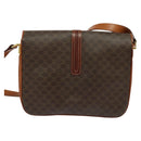 CELINE Macadam Canvas Shoulder Bag PVC Leather Brown Gold Auth sw616-2