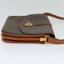 CELINE Macadam Canvas Shoulder Bag PVC Leather Brown Gold Auth sw616-4