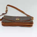 CELINE Macadam Canvas Shoulder Bag PVC Leather Brown Gold Auth sw616-9