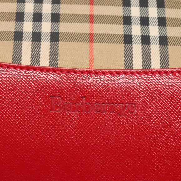 Burberrys Nova Check Shoulder Bag Canvas Beige Gold Auth sw618