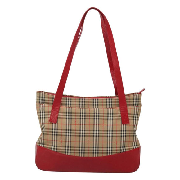 Burberrys Nova Check Shoulder Bag Canvas Beige Gold Auth sw618