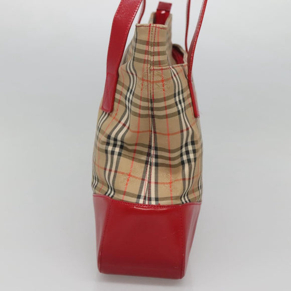 Burberrys Nova Check Shoulder Bag Canvas Beige Gold Auth sw618