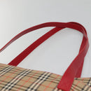 Burberrys Nova Check Shoulder Bag Canvas Beige Gold Auth sw618-8