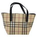 BURBERRY Nova Check Hand Bag PVC Beige Auth sw619-13