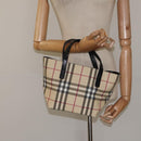 BURBERRY Nova Check Hand Bag PVC Beige Auth sw619-20