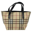 BURBERRY Nova Check Hand Bag PVC Beige Auth sw619-2