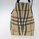 BURBERRY Nova Check Hand Bag PVC Beige Auth sw619-3