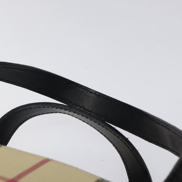 BURBERRY Nova Check Hand Bag PVC Beige Auth sw619