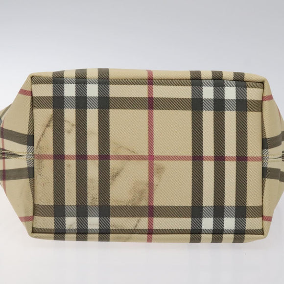 BURBERRY Nova Check Hand Bag PVC Beige Auth sw619
