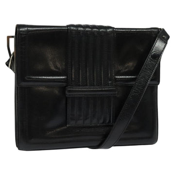 SAINT LAURENT Shoulder Bag Leather Black Silver Auth sw623