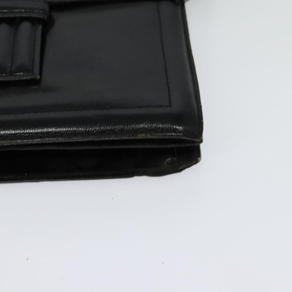 SAINT LAURENT Shoulder Bag Leather Black Silver Auth sw623