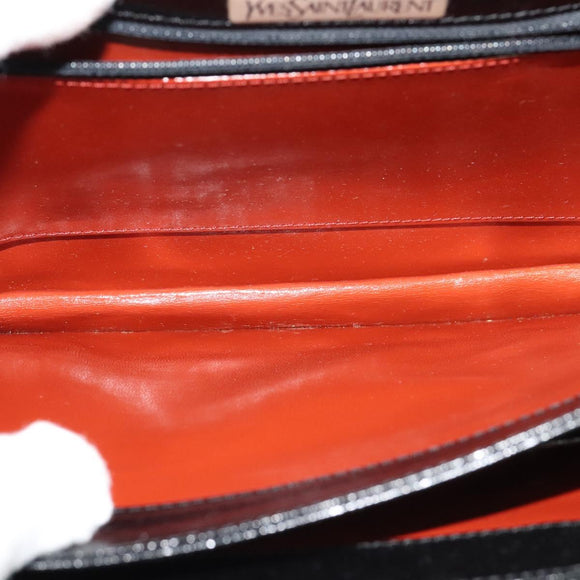 SAINT LAURENT Shoulder Bag Leather Black Silver Auth sw623